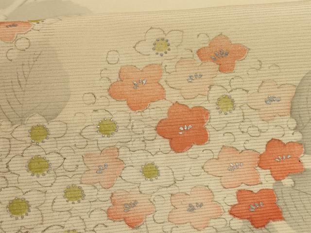 平和屋着物*夏物 小紋 絽 紫陽花 銀彩 正絹 逸品 AABI0633jd