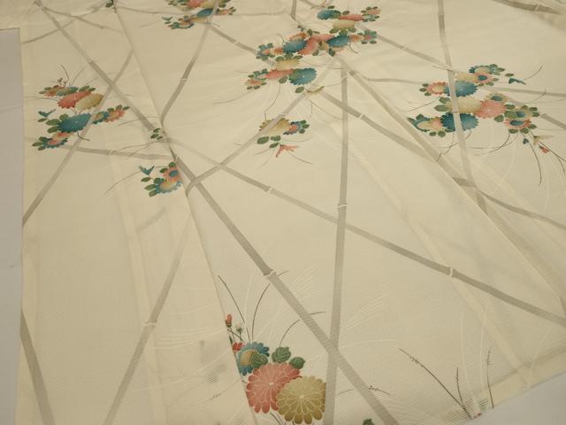 平和屋着物*夏物 小紋 絽 草花文 正絹 逸品 AABI0636jd