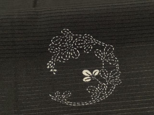 平和屋着物*夏物 小紋 絽 花丸文 黒地 正絹 逸品 AABI0639jd