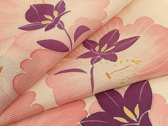平和屋着物*夏物 小紋 絽 舞花文 正絹 逸品 AABI0642jd