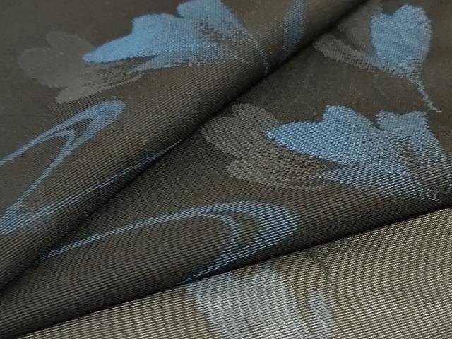 平和屋着物*夏物 小紋 紗 流水草花文 黒地 正絹 逸品 AABI0649jd
