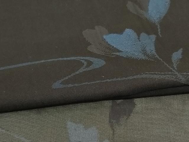 平和屋着物*夏物 小紋 紗 流水草花文 黒地 正絹 逸品 AABI0649jd