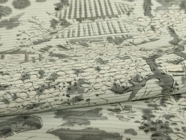 平和屋着物*夏物 小紋 絽 手描き 風景文 正絹 逸品 AABI0653jd