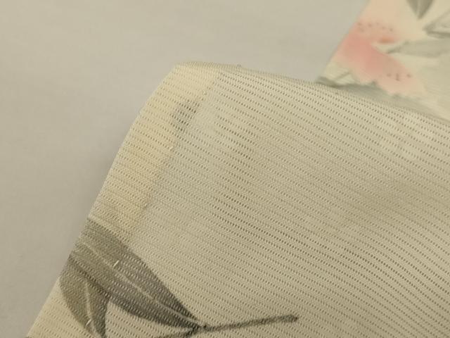 平和屋着物*夏物 小紋 絽 草花文 銀彩 正絹 逸品 AABI0654jd