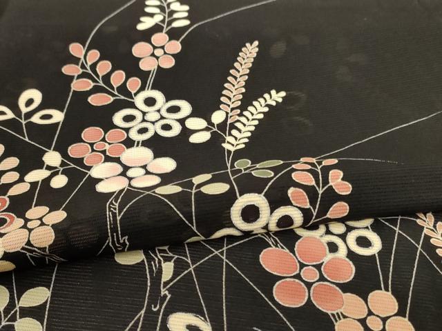 平和屋着物*夏物 訪問着 絽 草花文 銀彩 正絹 逸品 AABI0657jd
