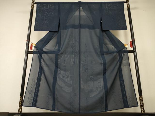 平和屋着物*夏物 色無地 絽 草花紋紗 褐返色 正絹 逸品 AABI0660jd