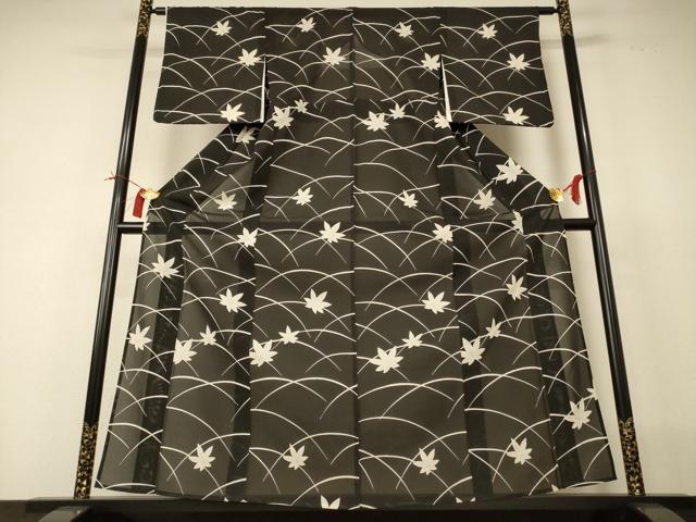 平和屋着物*夏物 小紋 絽 芝楓文 銀彩 正絹 逸品 AABI0667jd