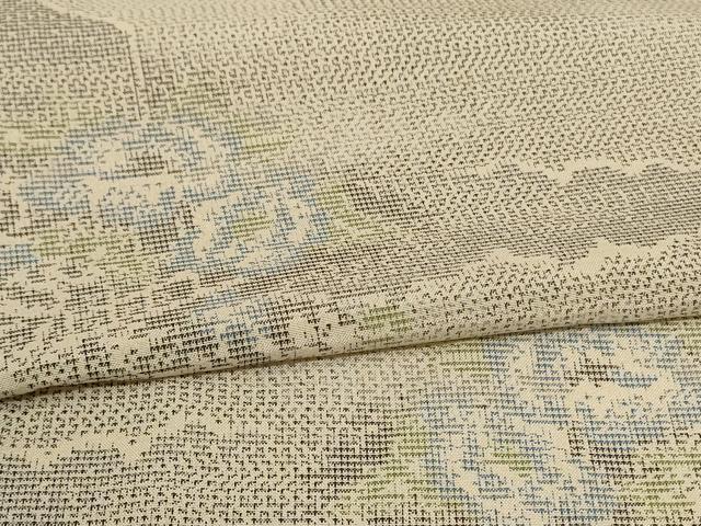 平和屋着物*夏物 本場大島紬 夏大島 雲取り草花文 正絹 逸品 AABI0669jd