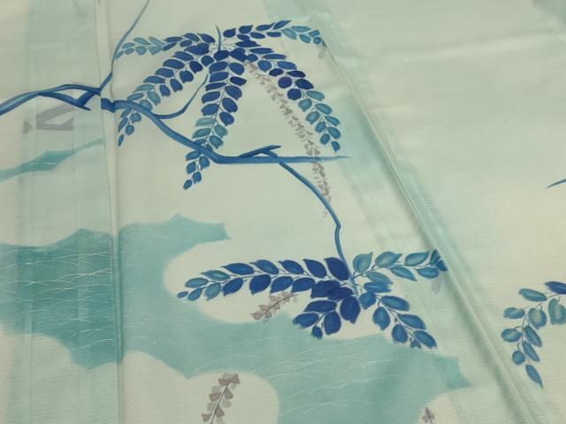 平和屋着物*夏物 訪問着 絽 手描き 草花文 洗える着物 AABI0678jd
