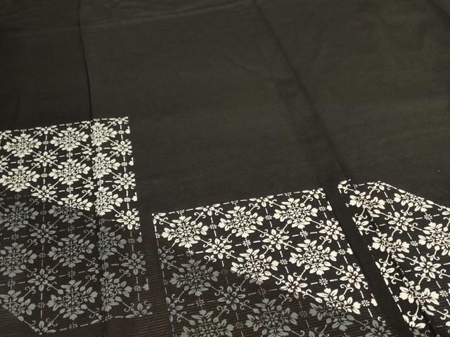 平和屋着物*夏物 訪問着 絽 花格子 黒地 正絹 逸品 AABI0681jd