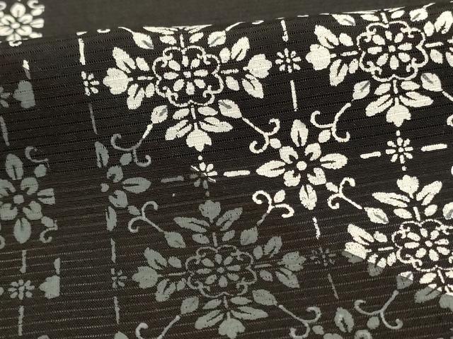 平和屋着物*夏物 訪問着 絽 花格子 黒地 正絹 逸品 AABI0681jd