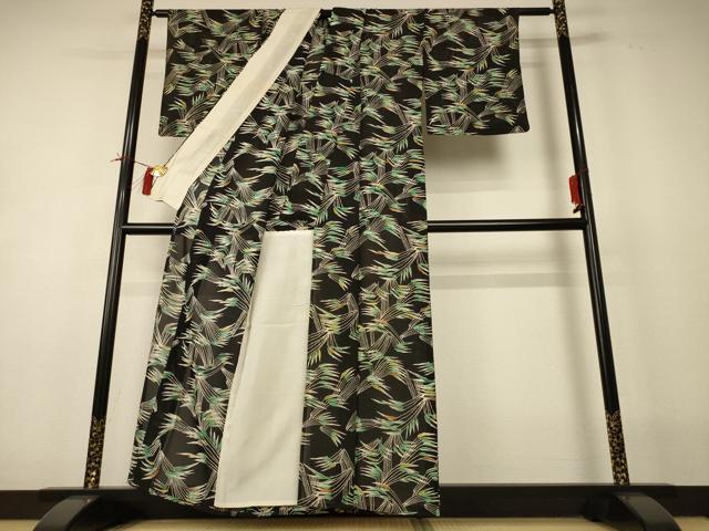 平和屋着物*夏物 小紋 絽 笹の葉文 正絹 逸品 AABI0693jd