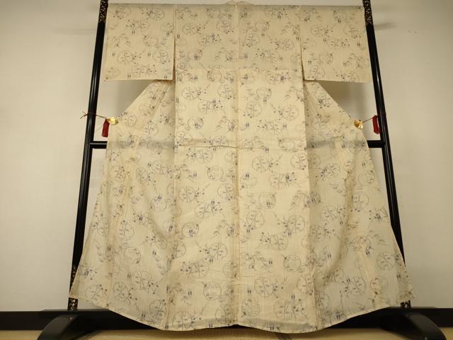 平和屋着物*夏物 小千谷ちぢみ 雪輪文 麻 逸品 AABI0695jd