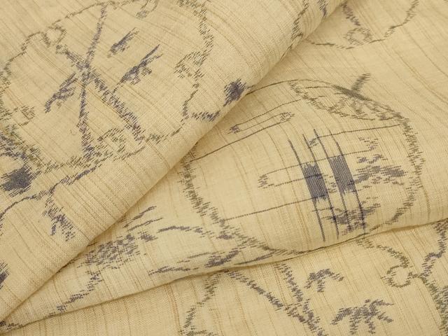 平和屋着物*夏物 小千谷ちぢみ 雪輪文 麻 逸品 AABI0695jd