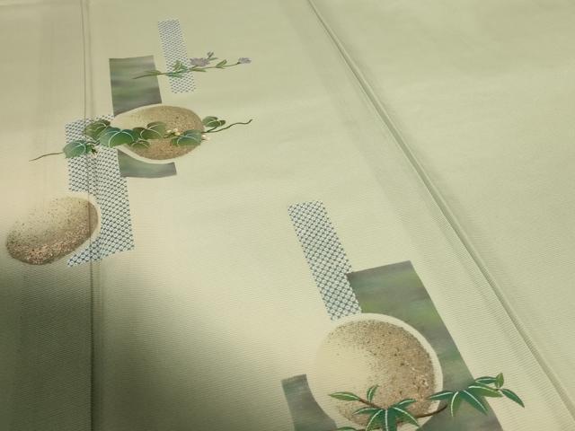平和屋着物*夏物 訪問着 絽 手描き 葡萄蔦の葉文 暈し染め 正絹 逸品 AABI0696jd