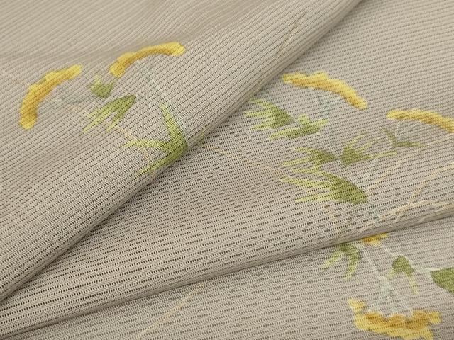 平和屋着物*夏物 小紋 絽 手描き 草花文 正絹 逸品 AABI0704jd