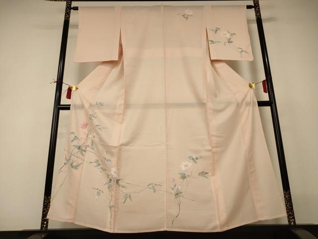 平和屋着物*夏物 訪問着 絽 手描き 草花文 正絹 逸品 AABI0706jd