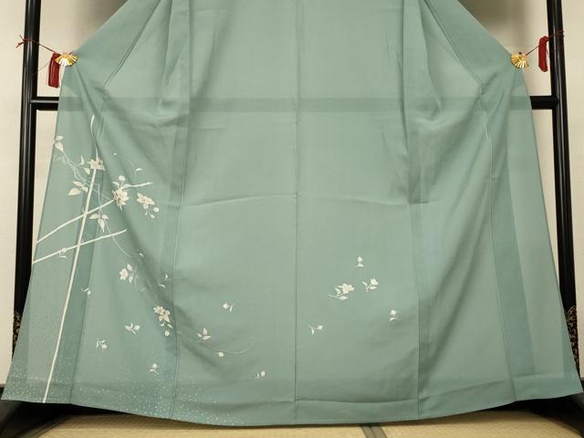 平和屋着物*夏物 訪問着 絽 草花文 銀彩 正絹 逸品 AABI0709jd