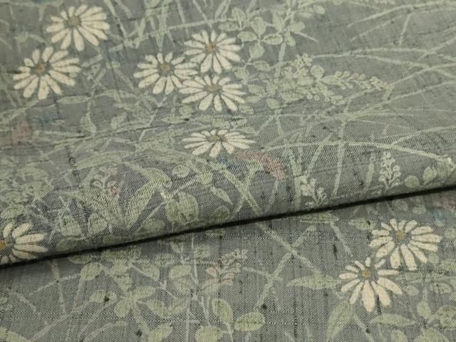 平和屋着物*夏物 訪問着 生紬 手描き 草花文 正絹 逸品 AABI0734jd