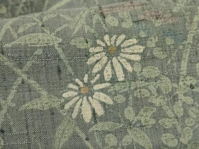 平和屋着物*夏物 訪問着 生紬 手描き 草花文 正絹 逸品 AABI0734jd