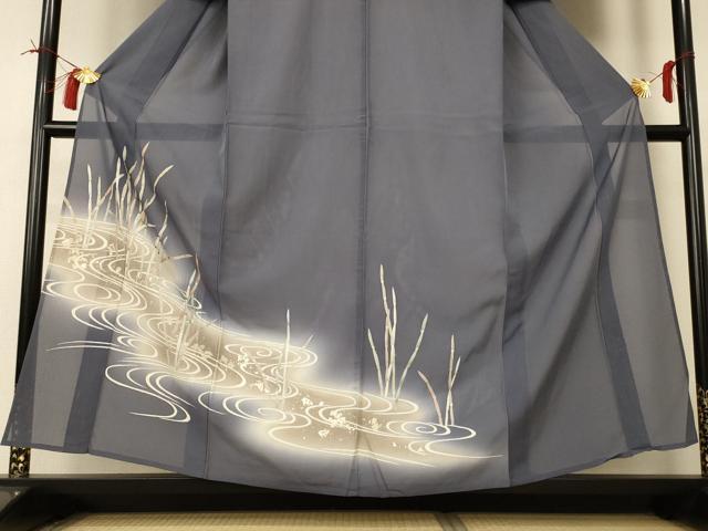 平和屋着物*夏物 訪問着 絽 木賊 暈し染め 金銀彩 正絹 逸品 AABI0735jd