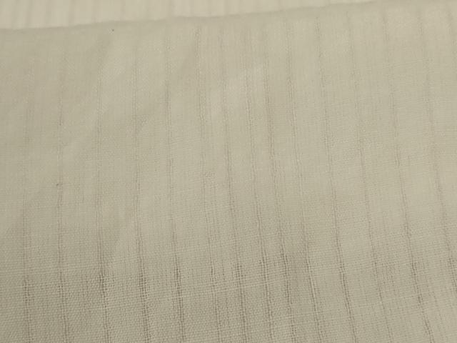 平和屋着物*夏物 長襦袢 小千谷 縞紋紗 象牙色 反端付き 麻 AABI0739jd