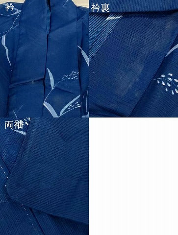 平和屋着物*夏物 小紋 絽 舞葉文 洗える着物 AABI0743jd