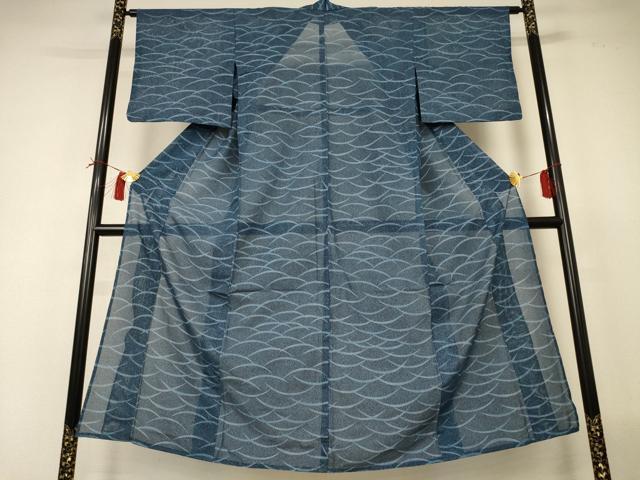 平和屋着物*夏物 小紋 絽 芝文 洗える着物 AABI0752jd