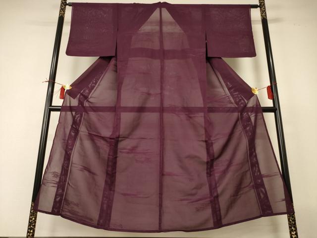平和屋着物*夏物 色無地 風景紋紗 黒鳶色 正絹 逸品 AABI0753jd