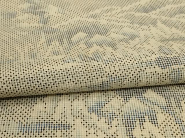 平和屋着物▽本場大島紬 白大島 単衣 7マルキ 風景文 正絹 逸品 AABI0756jd