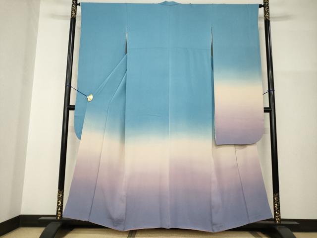 平和屋着物●京友禅 阪東峰彩 振袖 横段霞文 暈し染め 正絹 逸品 AABI0767ck