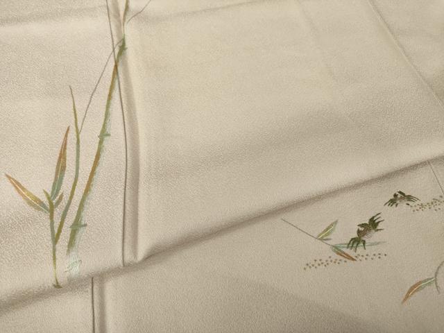 平和屋着物●色留訪問着 蘇州刺繍 蟹 金糸 正絹 逸品 未使用 AABI0777ck