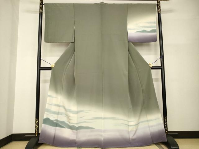 平和屋着物●訪問着 作家物 風景文 暈し染め 正絹 逸品 未使用 AABI0780ck
