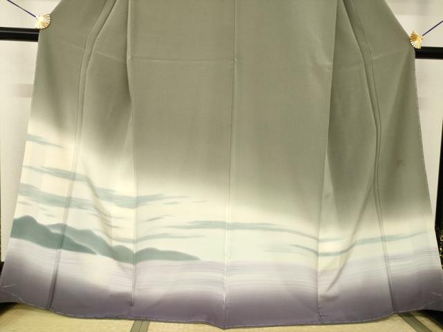 平和屋着物●訪問着 作家物 風景文 暈し染め 正絹 逸品 未使用 AABI0780ck