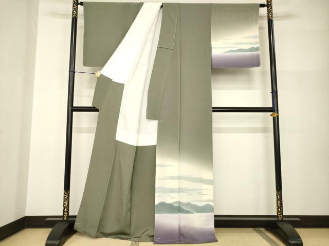 平和屋着物●訪問着 作家物 風景文 暈し染め 正絹 逸品 未使用 AABI0780ck