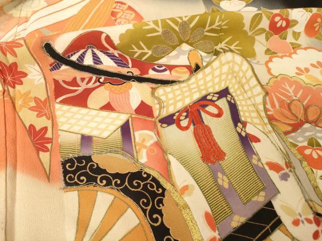 平和屋本店●アンティーク 大正ロマン 振袖 駒刺繍 御所車花文 金彩 正絹 逸品 AABI0787ck