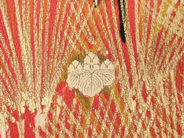 平和屋本店●アンティーク 大正ロマン 振袖 駒刺繍 飛鶴吉祥文 黒地 金彩 正絹 逸品 AABI0790ck
