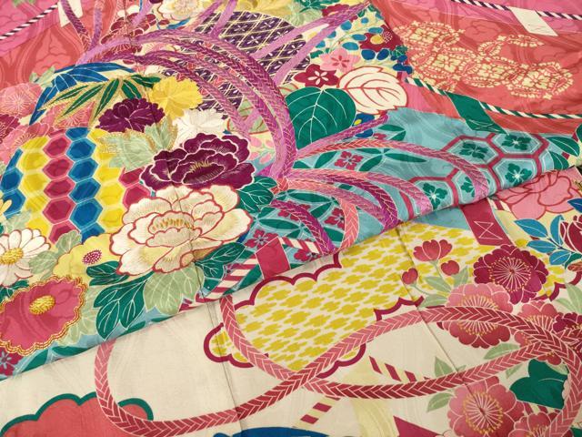 平和屋本店●アンティーク 大正ロマン 振袖 駒刺繍 花鼓文 正絹 逸品 AABI0792ck