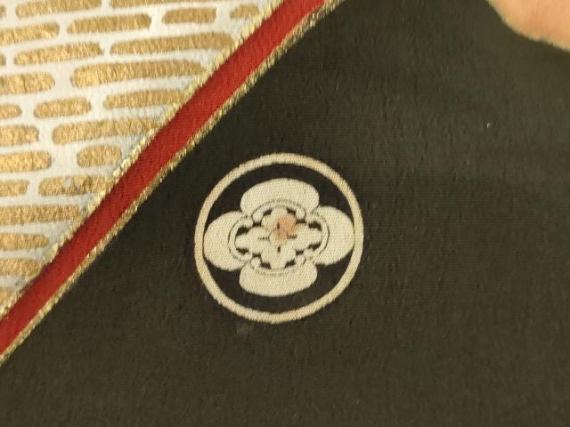 平和屋本店●アンティーク 大正ロマン 振袖 駒刺繍 地紙吉祥花鳥文 黒地 金彩 正絹 逸品 AABI0793ck