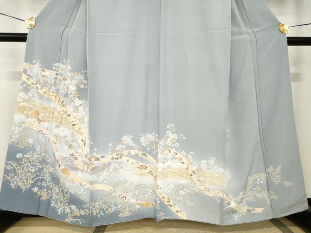 平和屋着物●豪華色留袖 駒刺繍 蔓帯花文 金彩 正絹 逸品 AABI0803ck