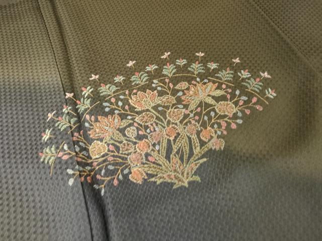 平和屋着物●訪問着 刺繍 草花文 暈し染め 金糸 正絹 逸品 未使用 AABI0813ck