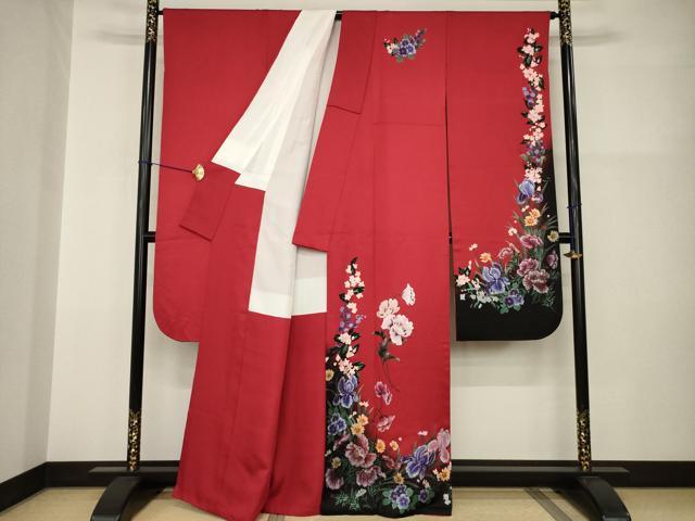 平和屋着物●プリマヴェーラ 振袖 草花文 暈し染め 正絹 逸品 AABI0816ck