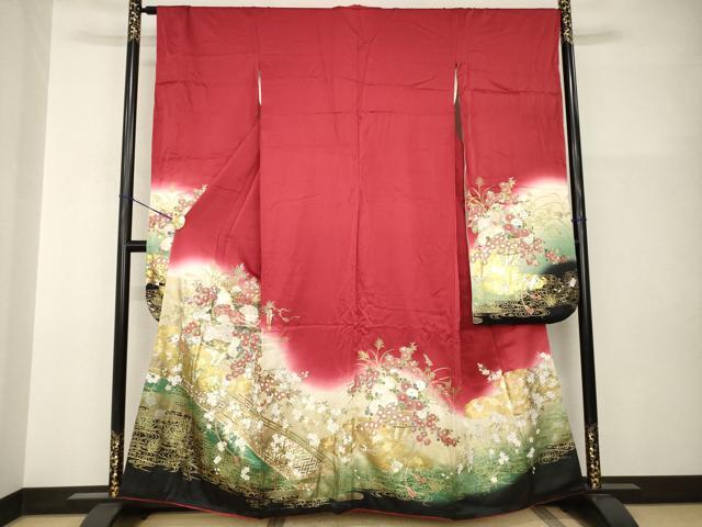 平和屋着物●豪華振袖 飾花文 暈し染め やまと誂製 正絹 逸品 AABI0818ck