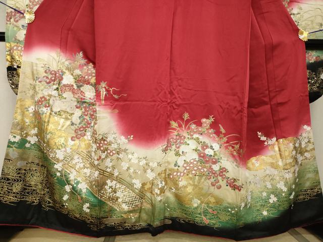 平和屋着物●豪華振袖 飾花文 暈し染め やまと誂製 正絹 逸品 AABI0818ck