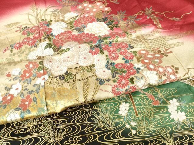 平和屋着物●豪華振袖 飾花文 暈し染め やまと誂製 正絹 逸品 AABI0818ck
