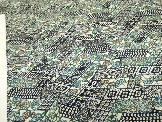 平和屋着物●上質な小紋 型染め 草花文 正絹 逸品 AABI0819ck
