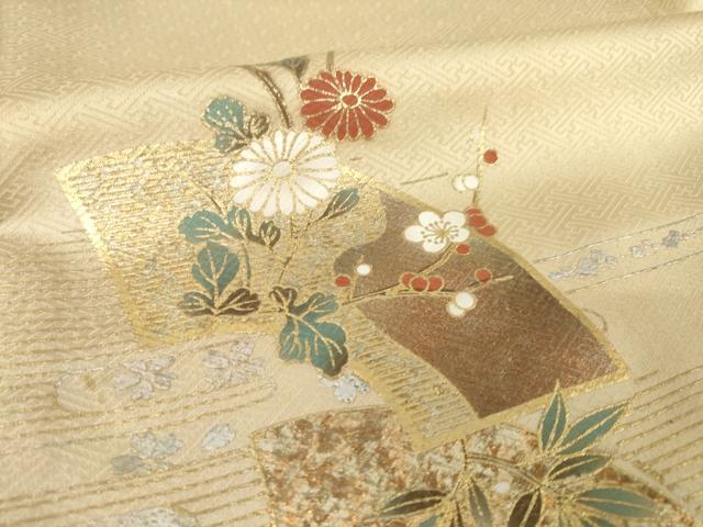 平和屋着物●訪問着 地紙花文 金彩 ロング丈 正絹 逸品 AABI0820ck