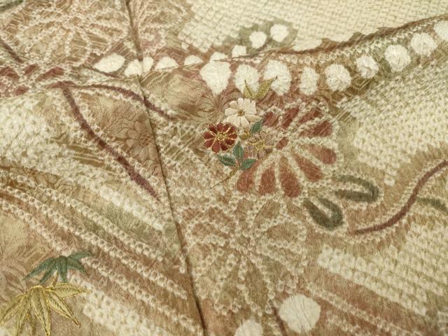 平和屋着物●訪問着 総絞り 刺繍 流水花文 やまと誂製 正絹 逸品 未使用 AABI0824ck