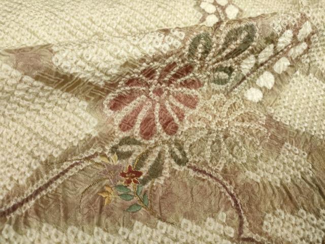 平和屋着物●訪問着 総絞り 刺繍 流水花文 やまと誂製 正絹 逸品 未使用 AABI0824ck