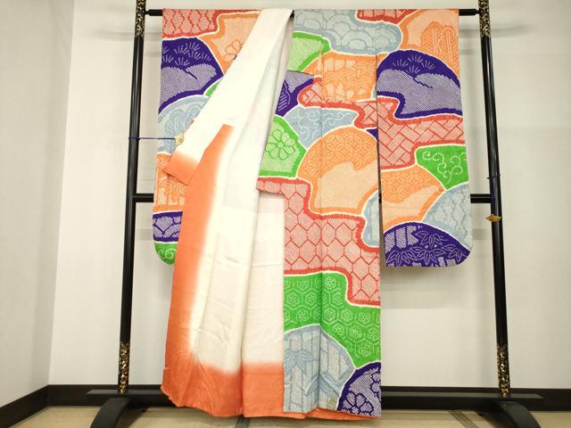 平和屋着物●豪華振袖 総絞り 吉祥文 正絹 逸品 AABI0828ck